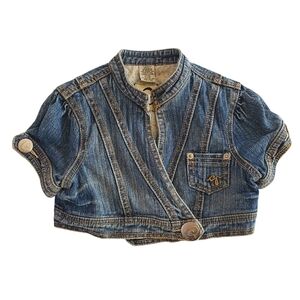K1125 * Guess Girls Cropped Jean Jacket Medium Wash Denim Size S (7/8)